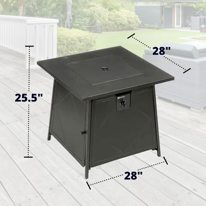 Four Seasons Patio Dual Heat 50.000 BTU Square Gas Fire Pit