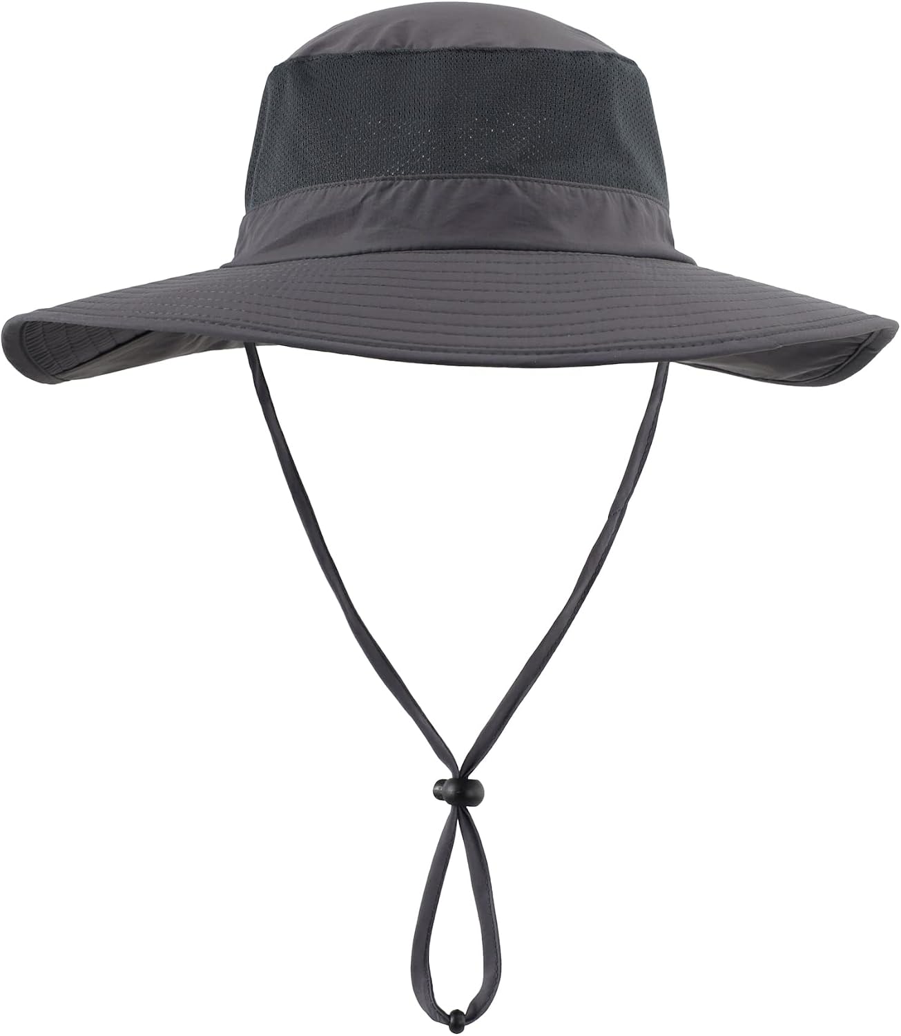 Mesh Sun Hat / Wide-Brim Fishing Hat with Neck Flap (Dark Gray)