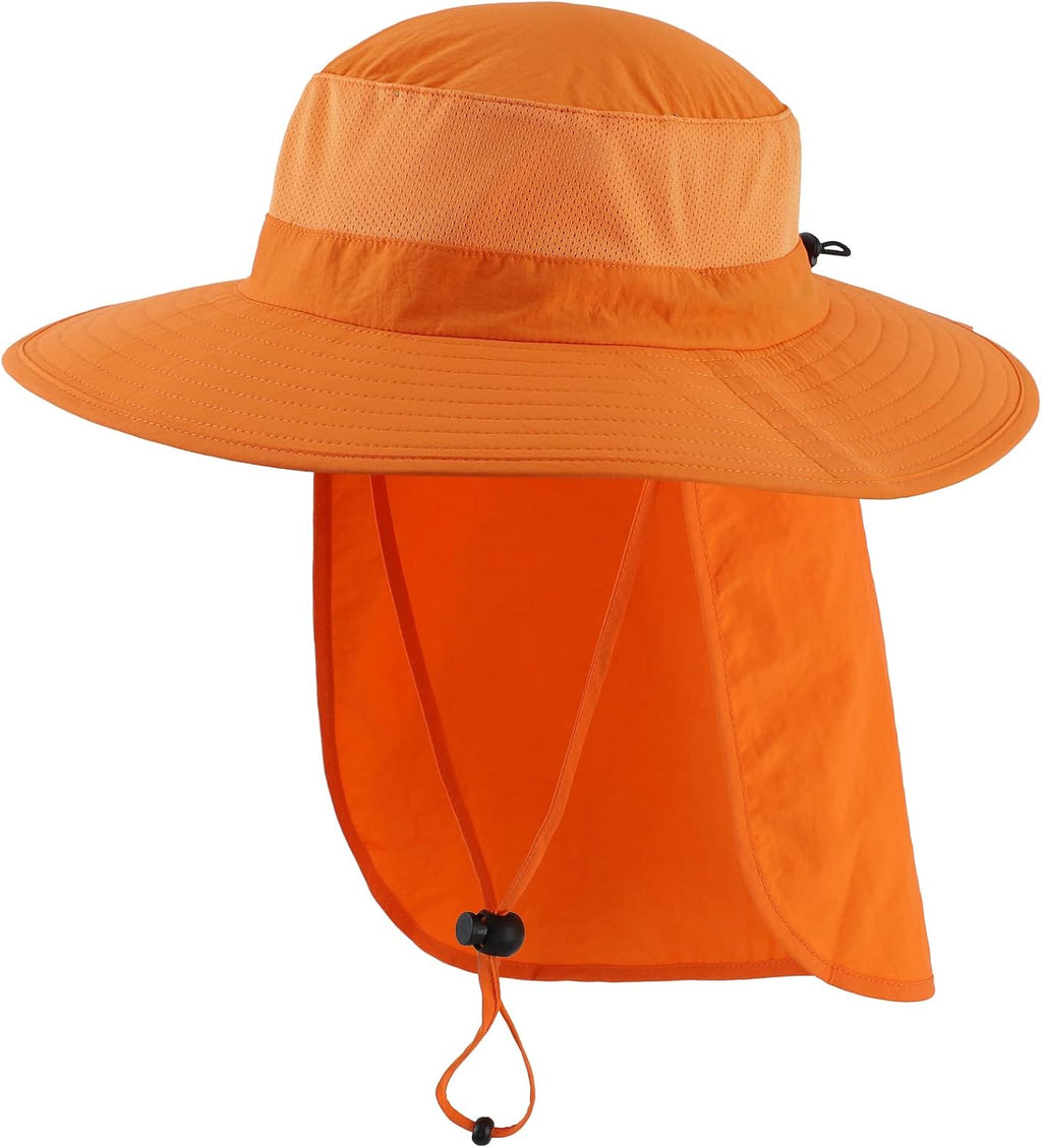 Mesh Sun Hat / Wide-Brim Fishing Hat with Neck Flap (Dark Gray)