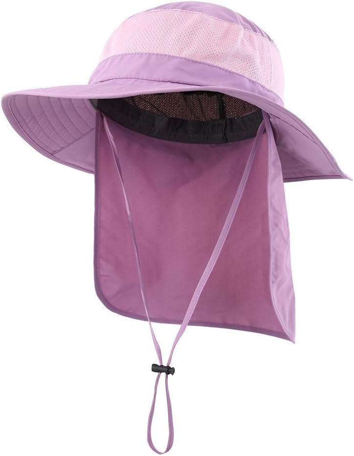 Mesh Sun Hat / Wide-Brim Fishing Hat with Neck Flap (Dark Gray)