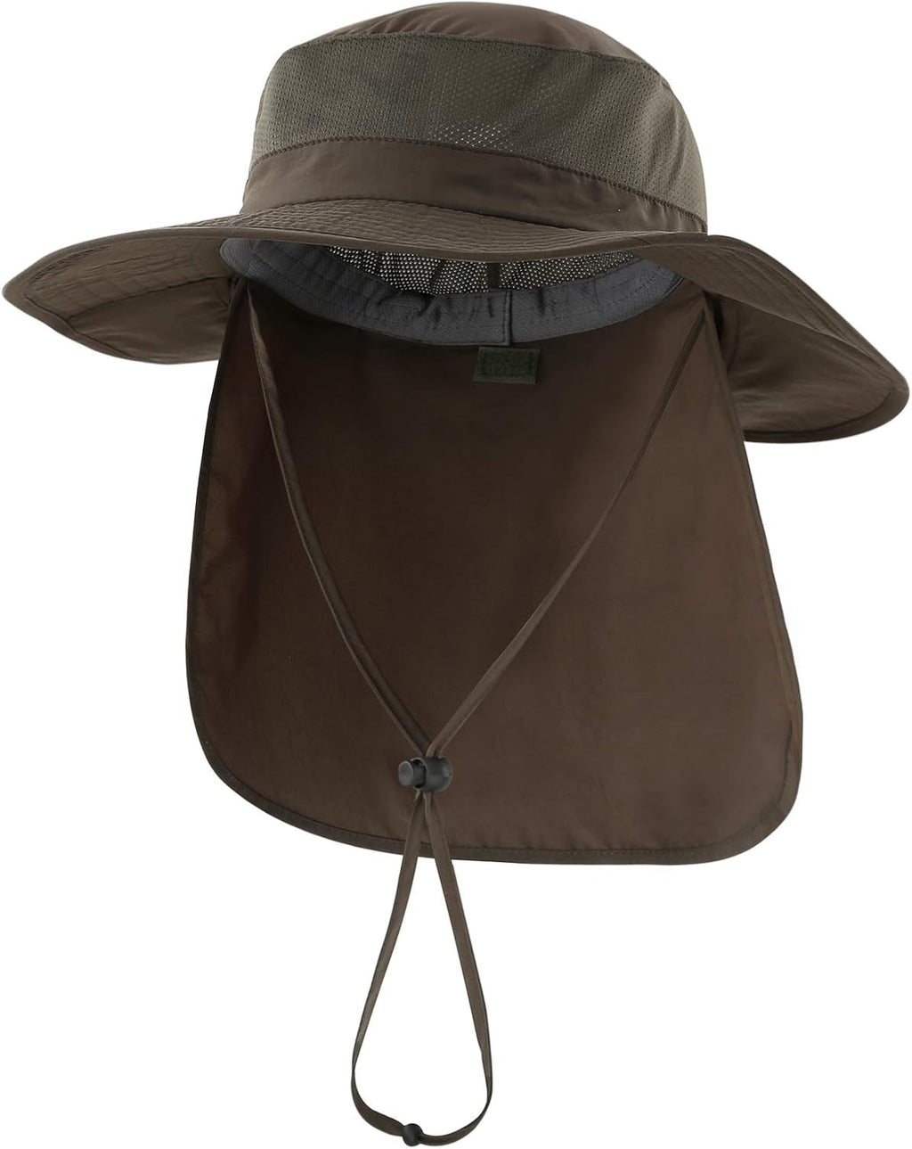 Mesh Sun Hat / Wide-Brim Fishing Hat with Neck Flap (Dark Gray)