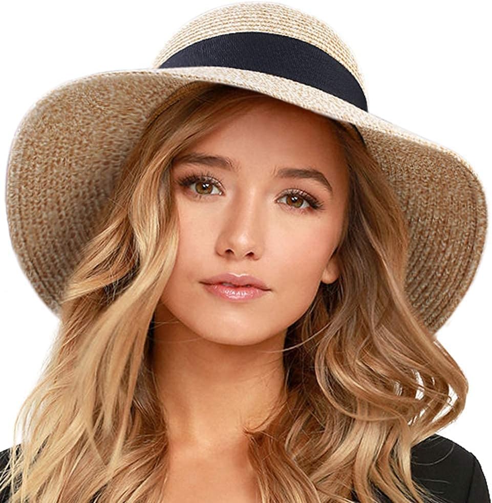Women's straw sun hat for the beach