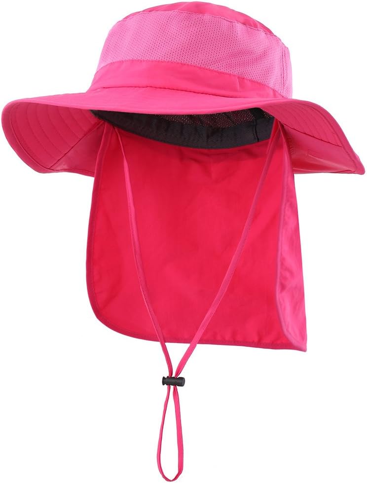 Mesh Sun Hat / Wide-Brim Fishing Hat with Neck Flap (Dark Gray)