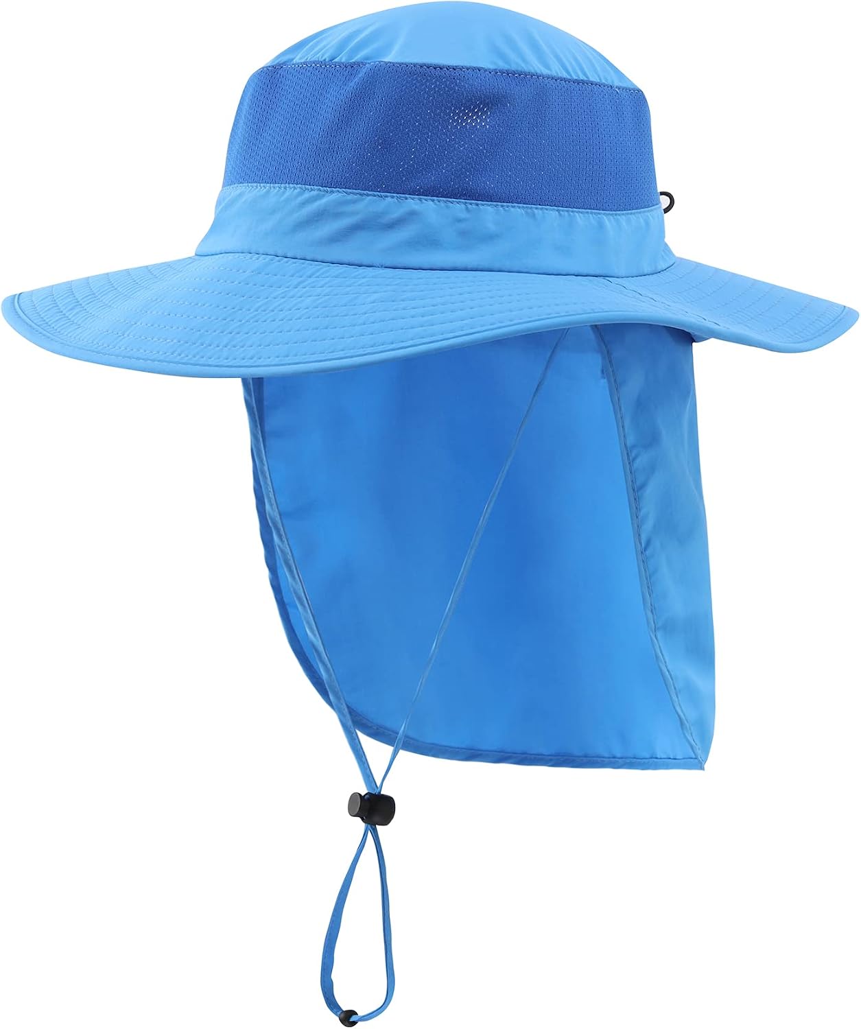 Mesh Sun Hat / Wide-Brim Fishing Hat with Neck Flap (Dark Gray)