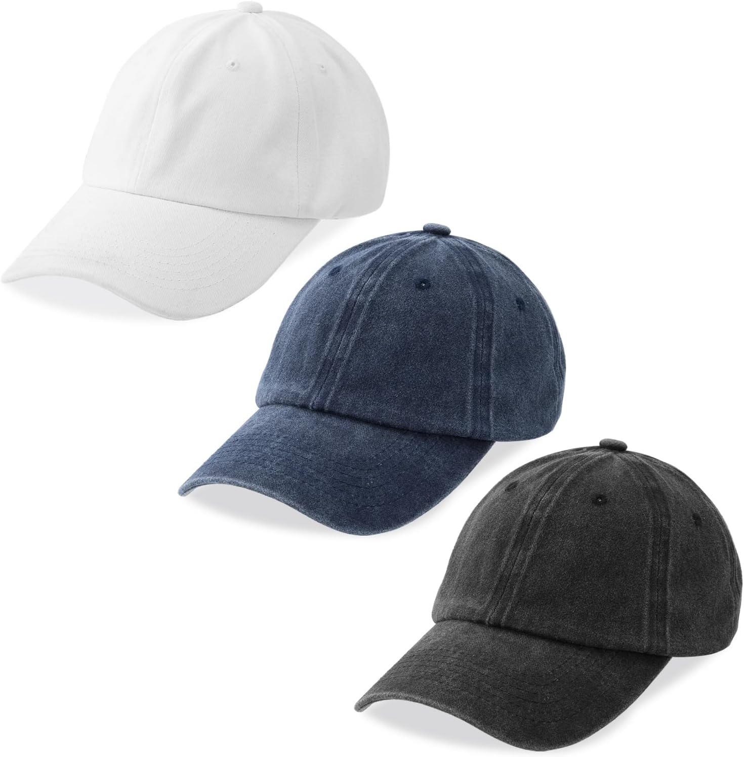 Solid-color washed cotton baseball cap