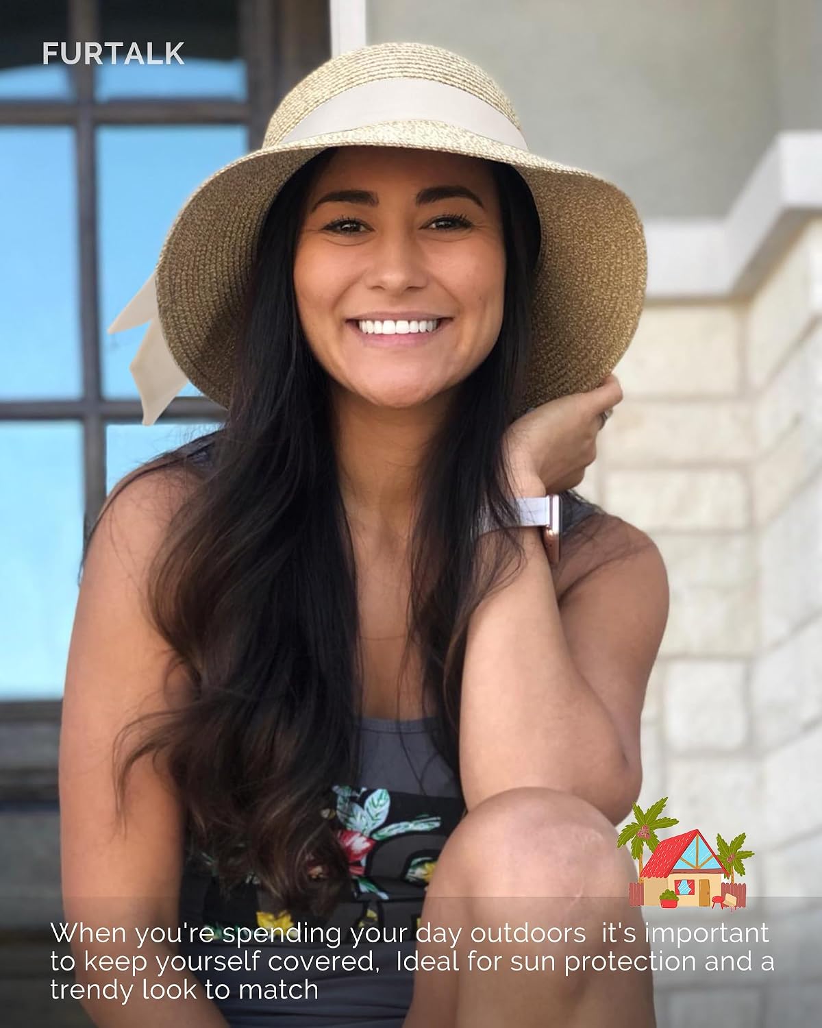 Women's straw sun hat for the beach