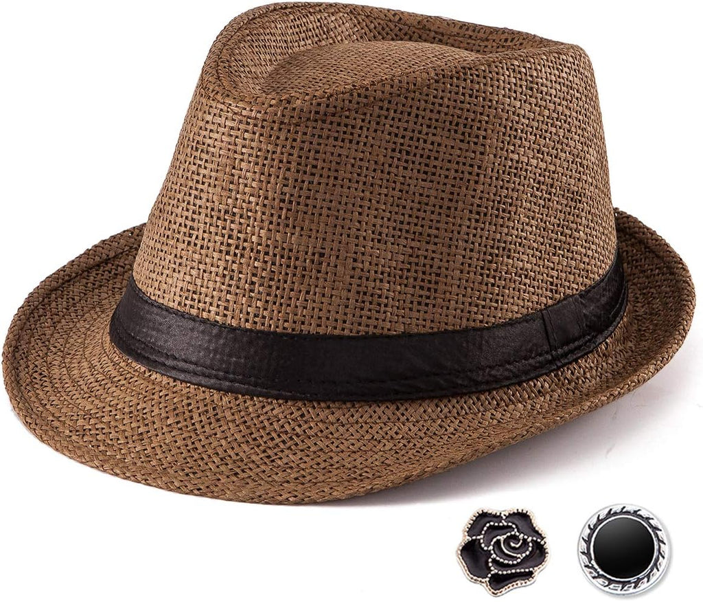 Unisex Vintage-Style (1920s Style) Straw Fedora/Sun Hat