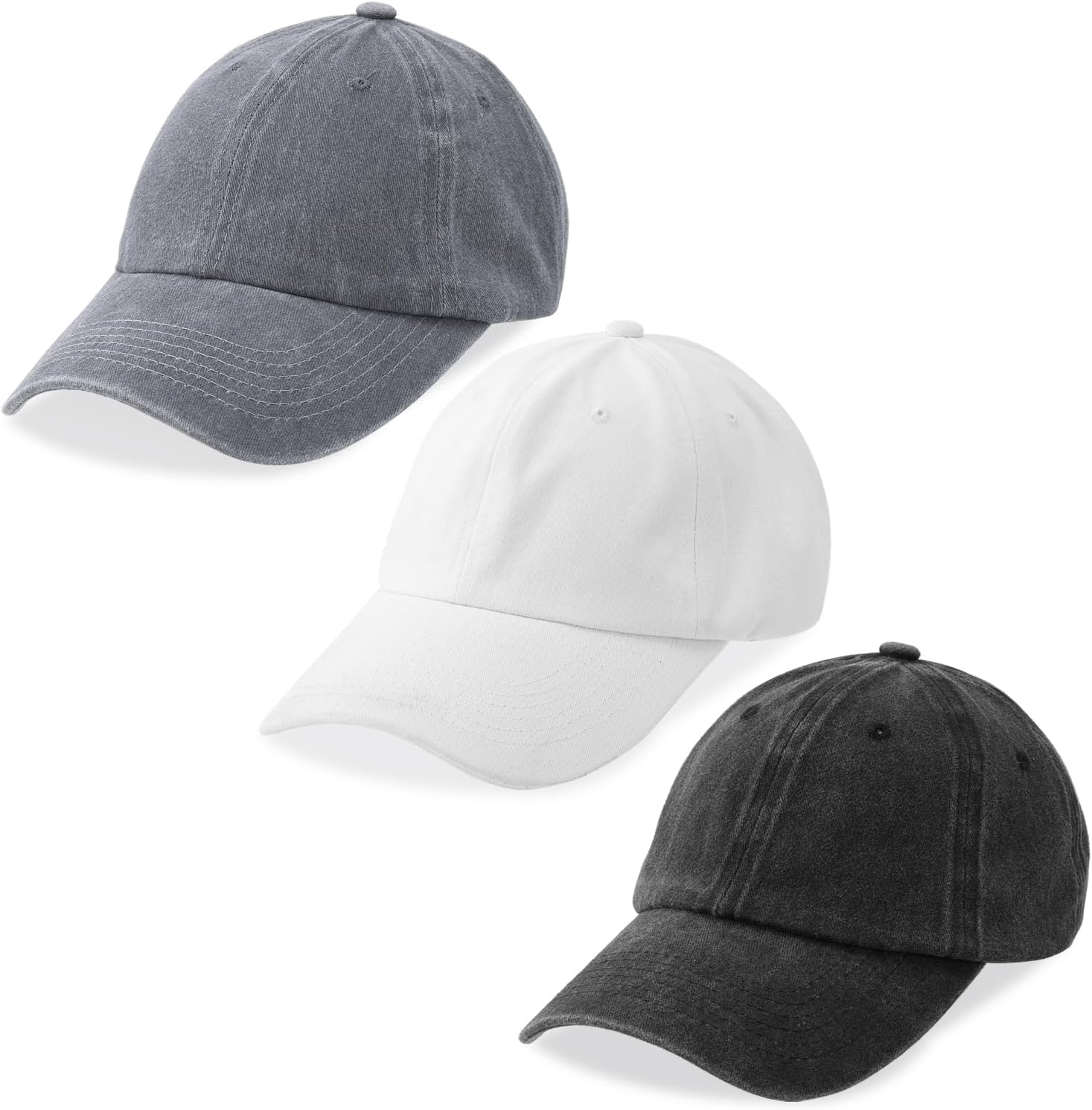 Solid-color washed cotton baseball cap