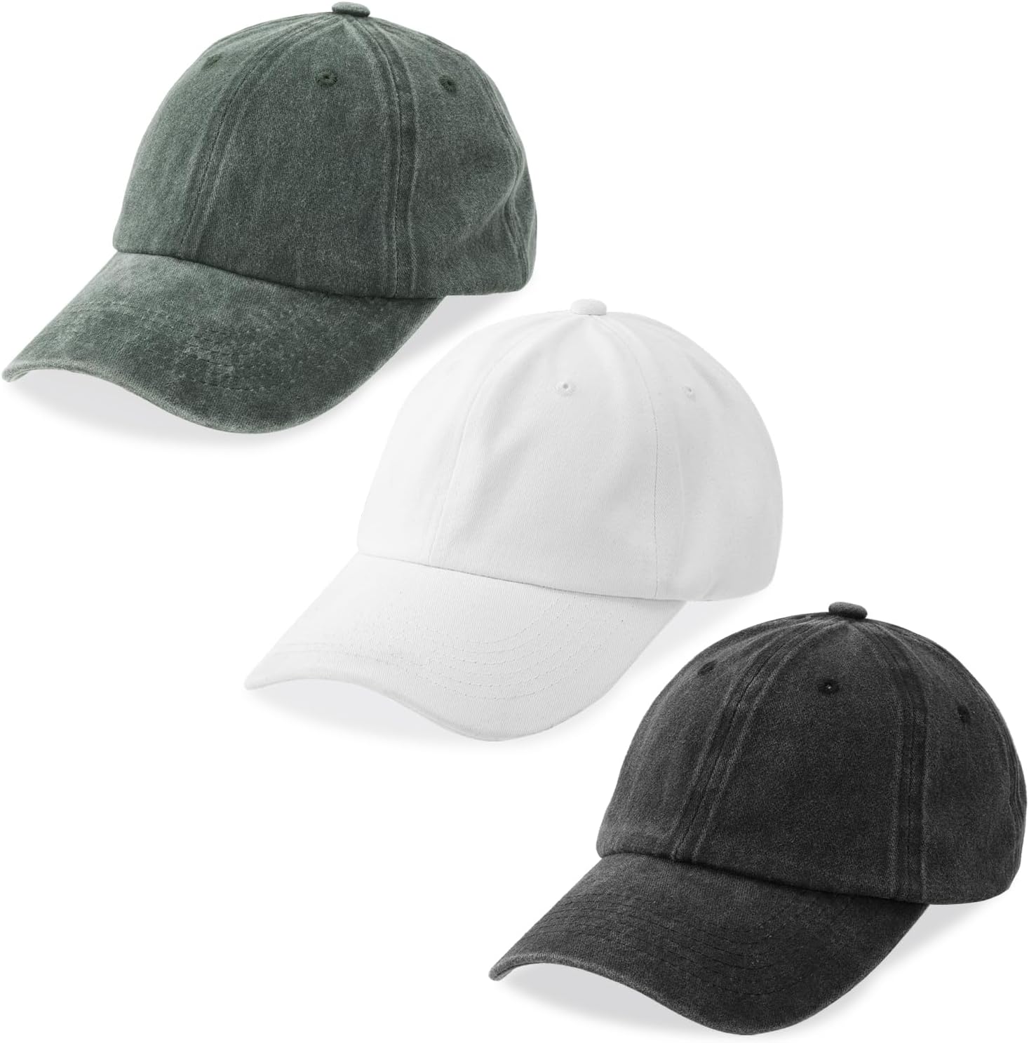 Solid-color washed cotton baseball cap