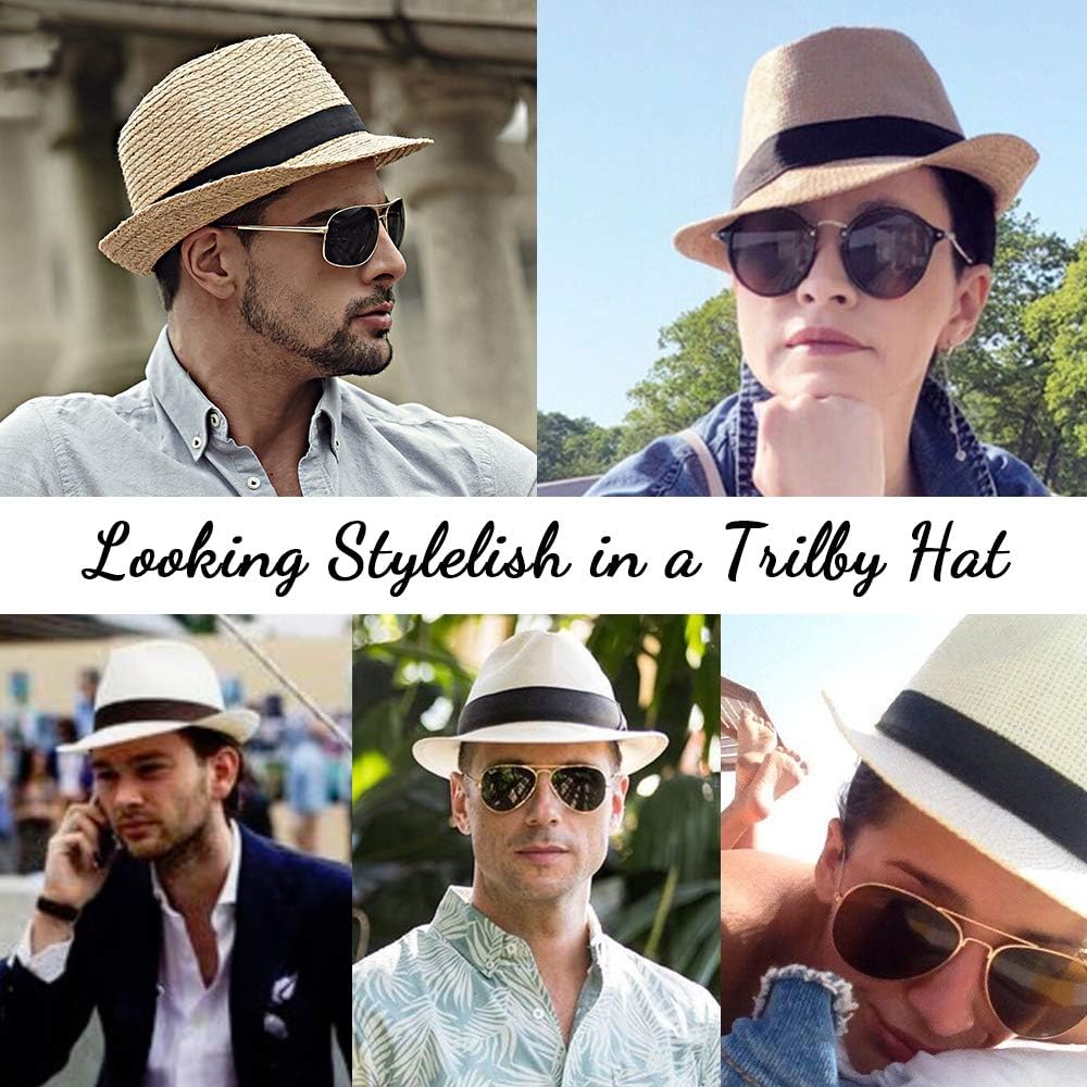 Unisex Vintage-Style (1920s Style) Straw Fedora/Sun Hat
