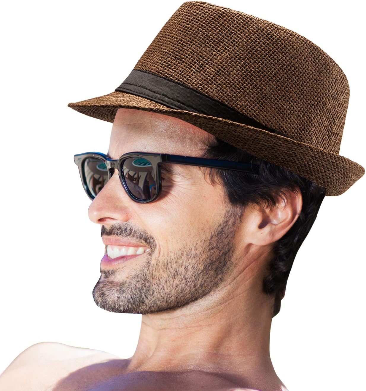 Unisex Vintage-Style (1920s Style) Straw Fedora/Sun Hat