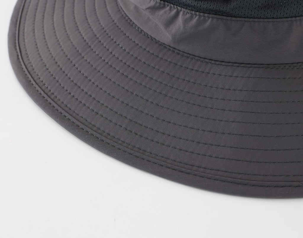 Mesh Sun Hat / Wide-Brim Fishing Hat with Neck Flap (Dark Gray)