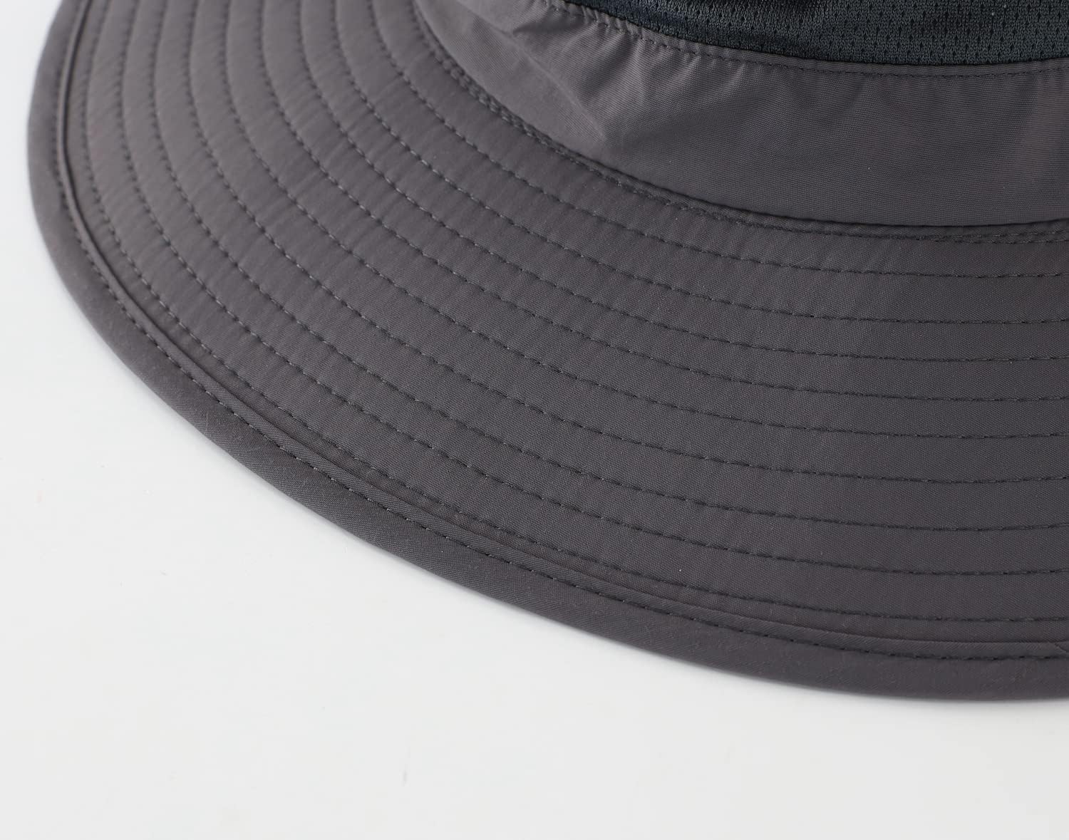 Mesh Sun Hat / Wide-Brim Fishing Hat with Neck Flap (Dark Gray)