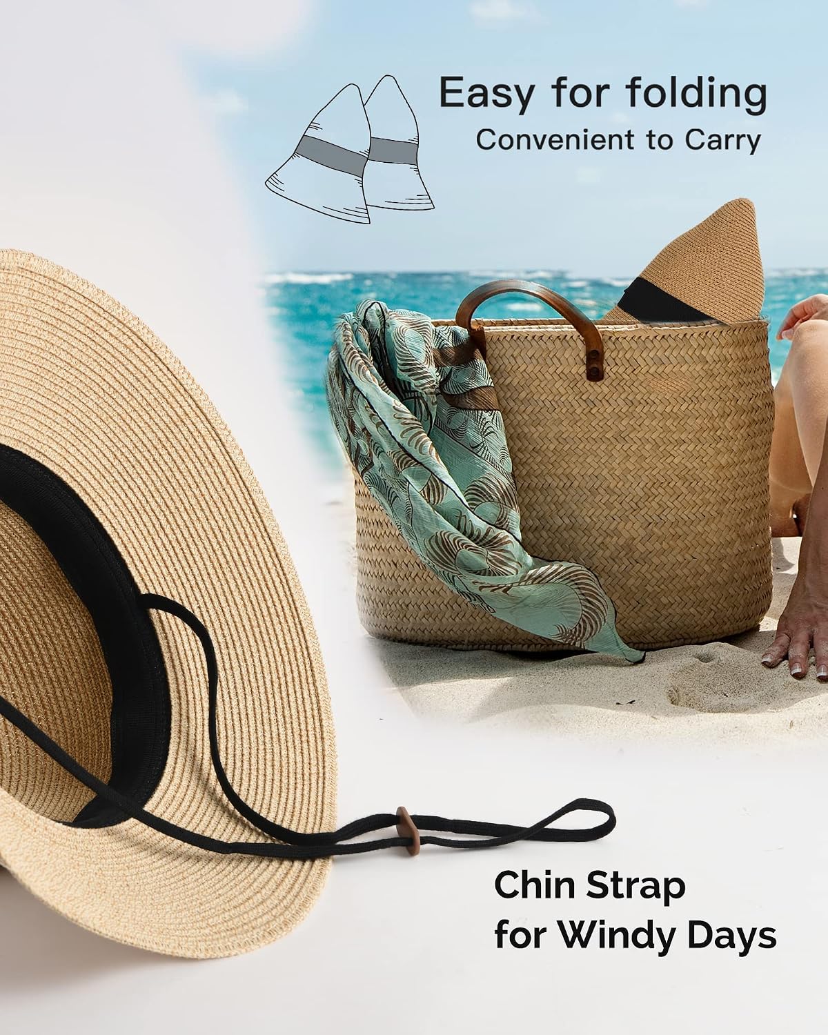 Women's straw sun hat for the beach