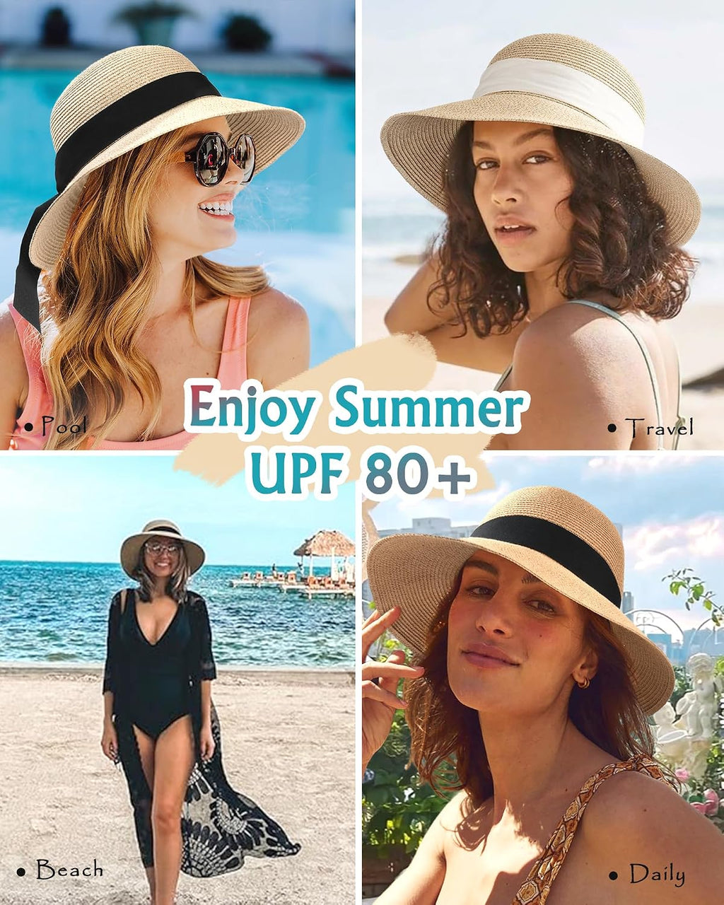 Women's straw sun hat for the beach