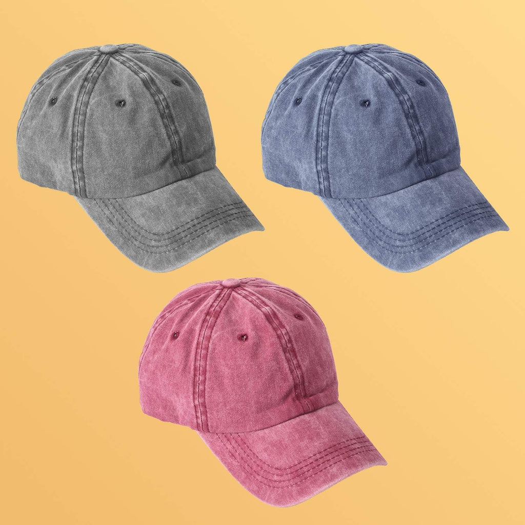 Solid-color washed cotton baseball cap