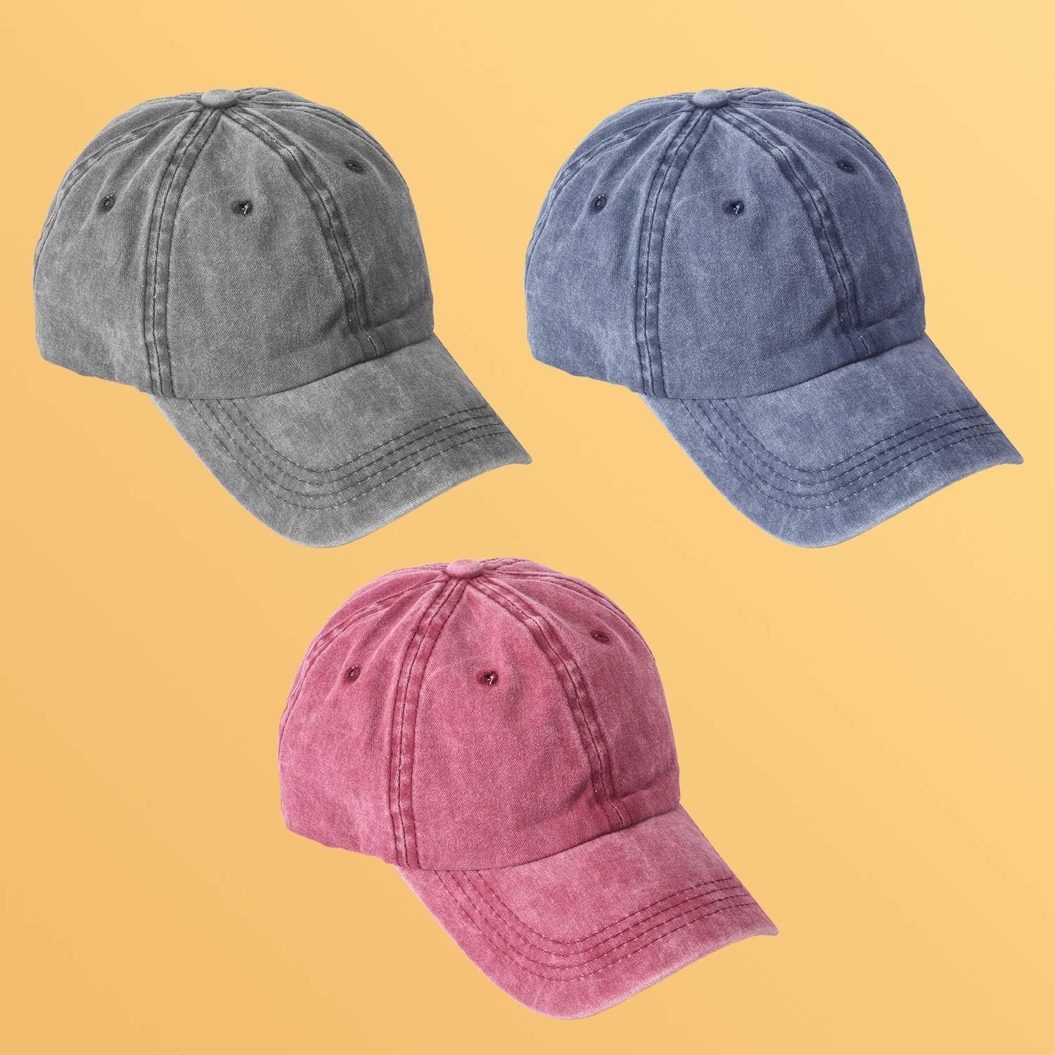 Solid-color washed cotton baseball cap