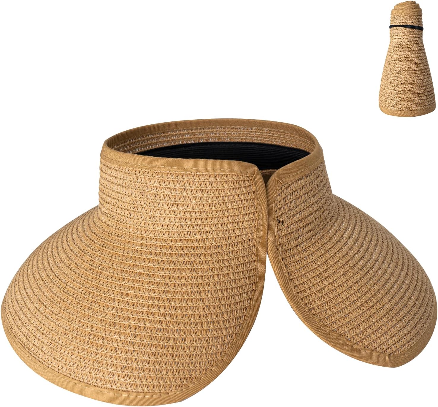 Wide-brimmed straw beach hat; hat designed for ponytails