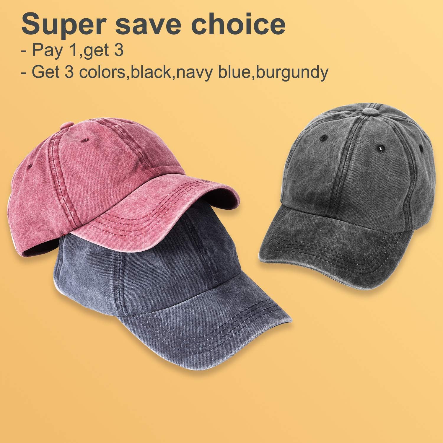 Solid-color washed cotton baseball cap
