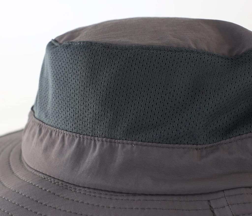Mesh Sun Hat / Wide-Brim Fishing Hat with Neck Flap (Dark Gray)