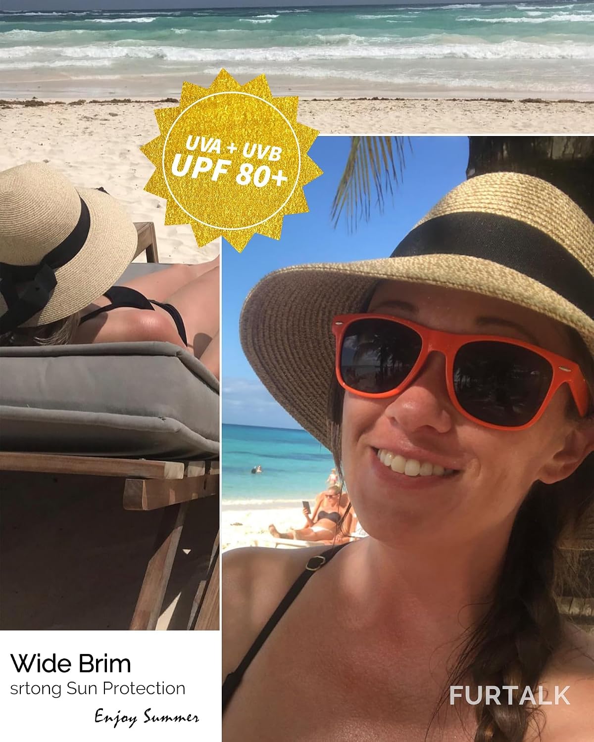 Women's straw sun hat for the beach