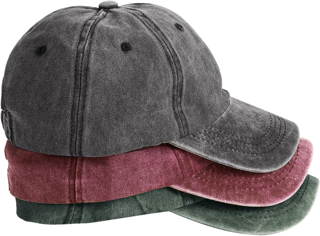 Solid-color washed cotton baseball cap