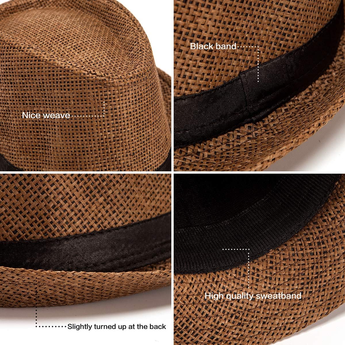 Unisex Vintage-Style (1920s Style) Straw Fedora/Sun Hat